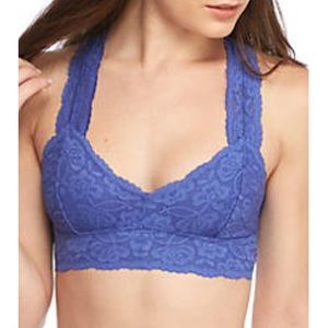 FREE PEOPLE GALLOON RACERBACK BRALETTE Ocean Blue Size XS Boho Chic Romantic